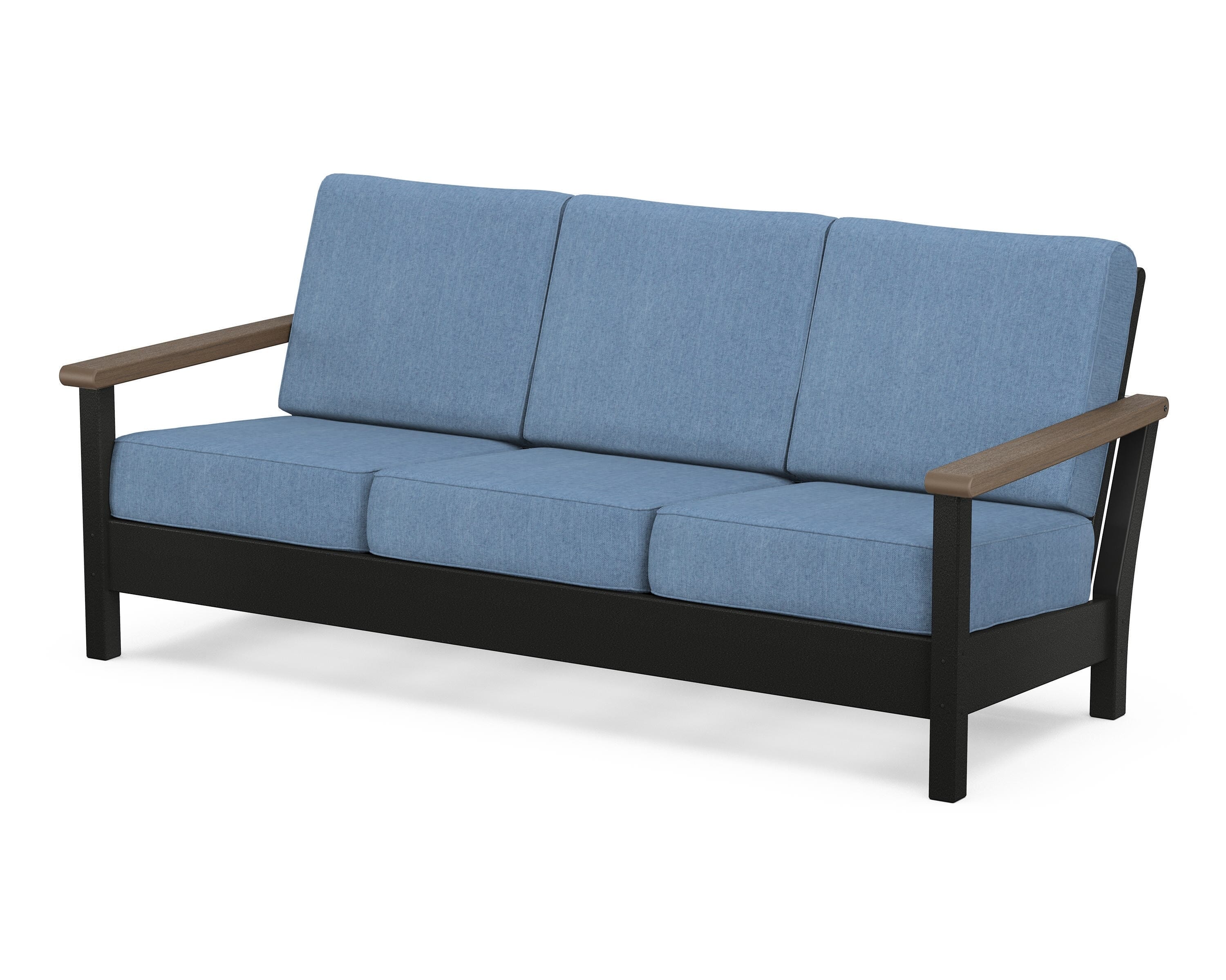POLYWOOD® Harbour Deep Seating Sofa in Black / Kona / Sky Blue