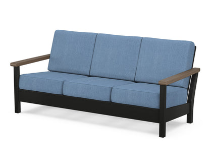 POLYWOOD® Harbour Deep Seating Sofa in Black / Kona / Sky Blue