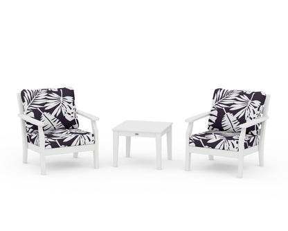 Draper James™ by  POLYWOOD® Savannah 3-Piece Deep Seating Set in White / Leaf Navy