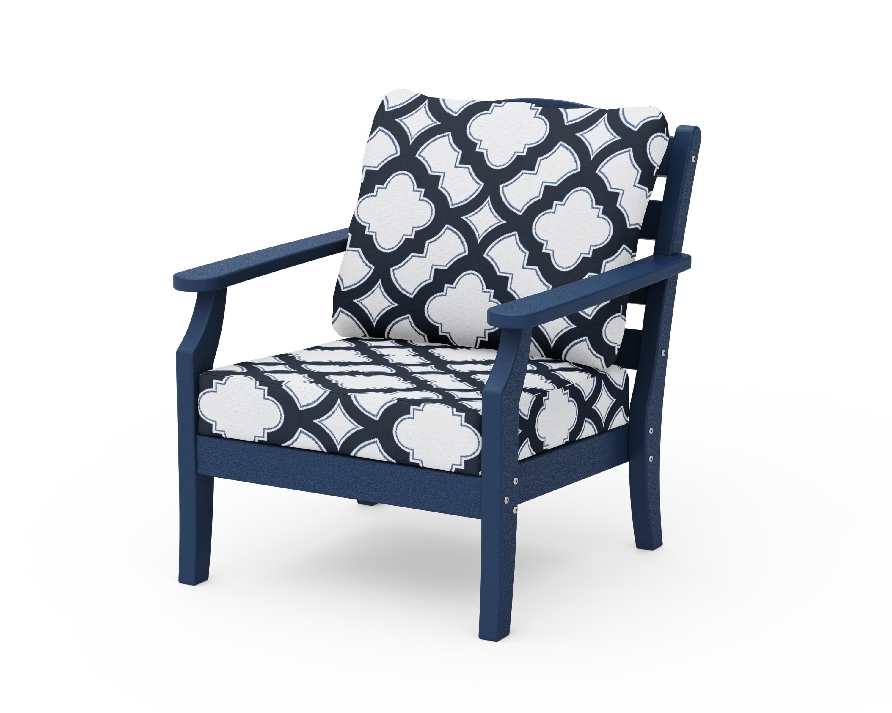 Draper James™ by  POLYWOOD® Savannah Deep Seating Chair in Navy / Trellis Marine Indigo
