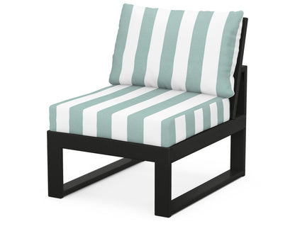 Unbranded Modular Armless Chair in Black / Cabana Stripe Glacier Spa