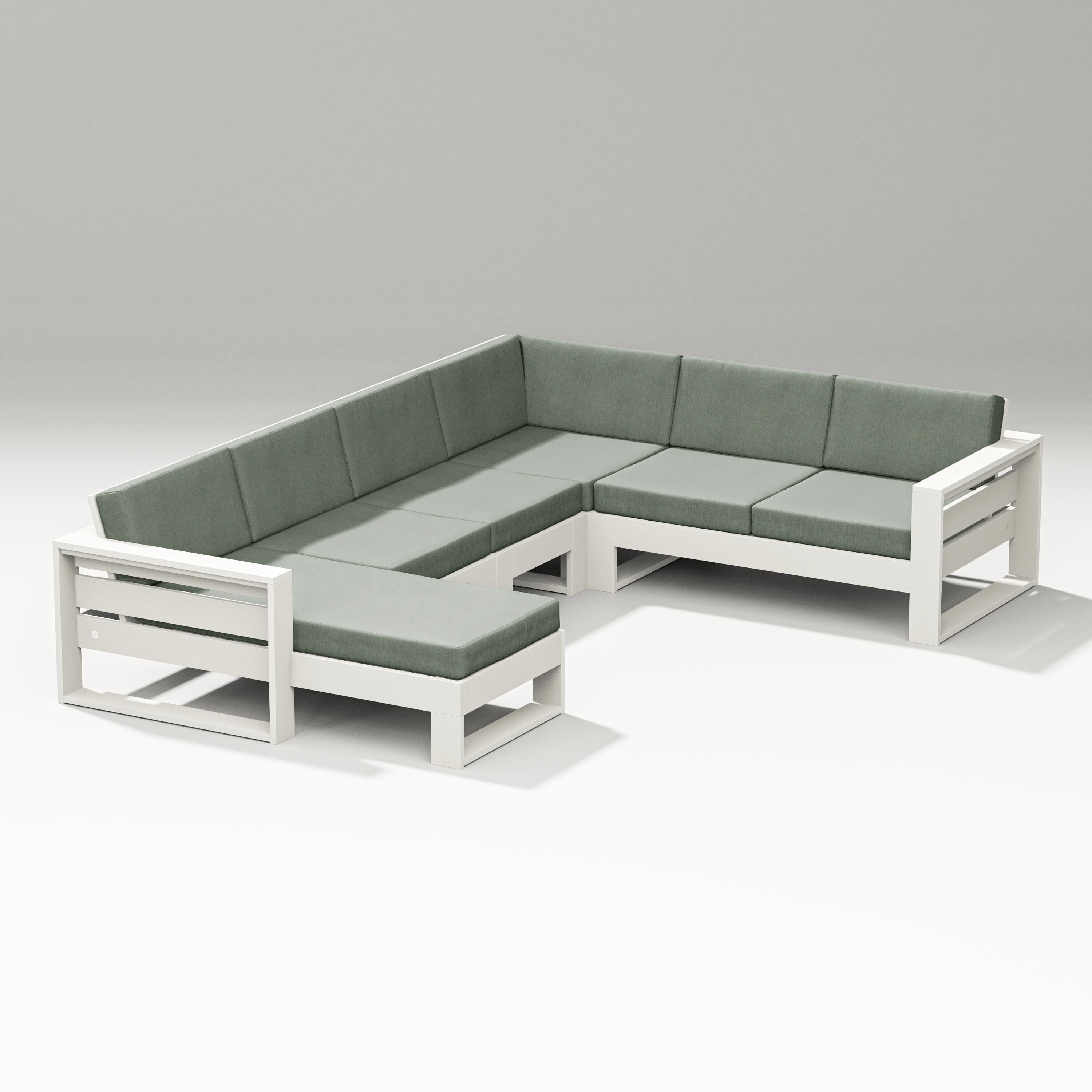 PW Designer Series Latitude Corner Sectional with Left Chaise in Vintage White / Cast Sage