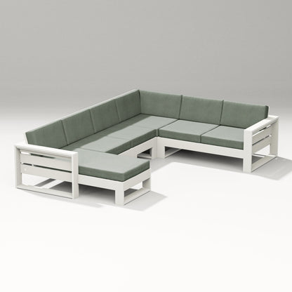 PW Designer Series Latitude Corner Sectional with Left Chaise in Vintage White / Cast Sage