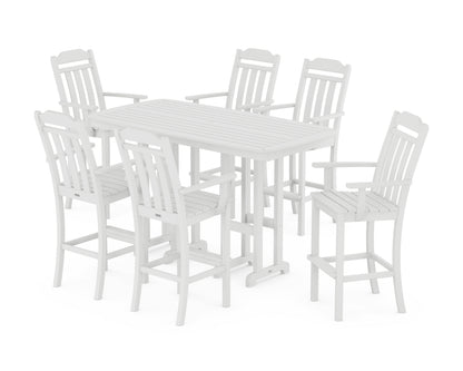 Country Living Cottage Arm Chair 7-Piece Bar Set in White