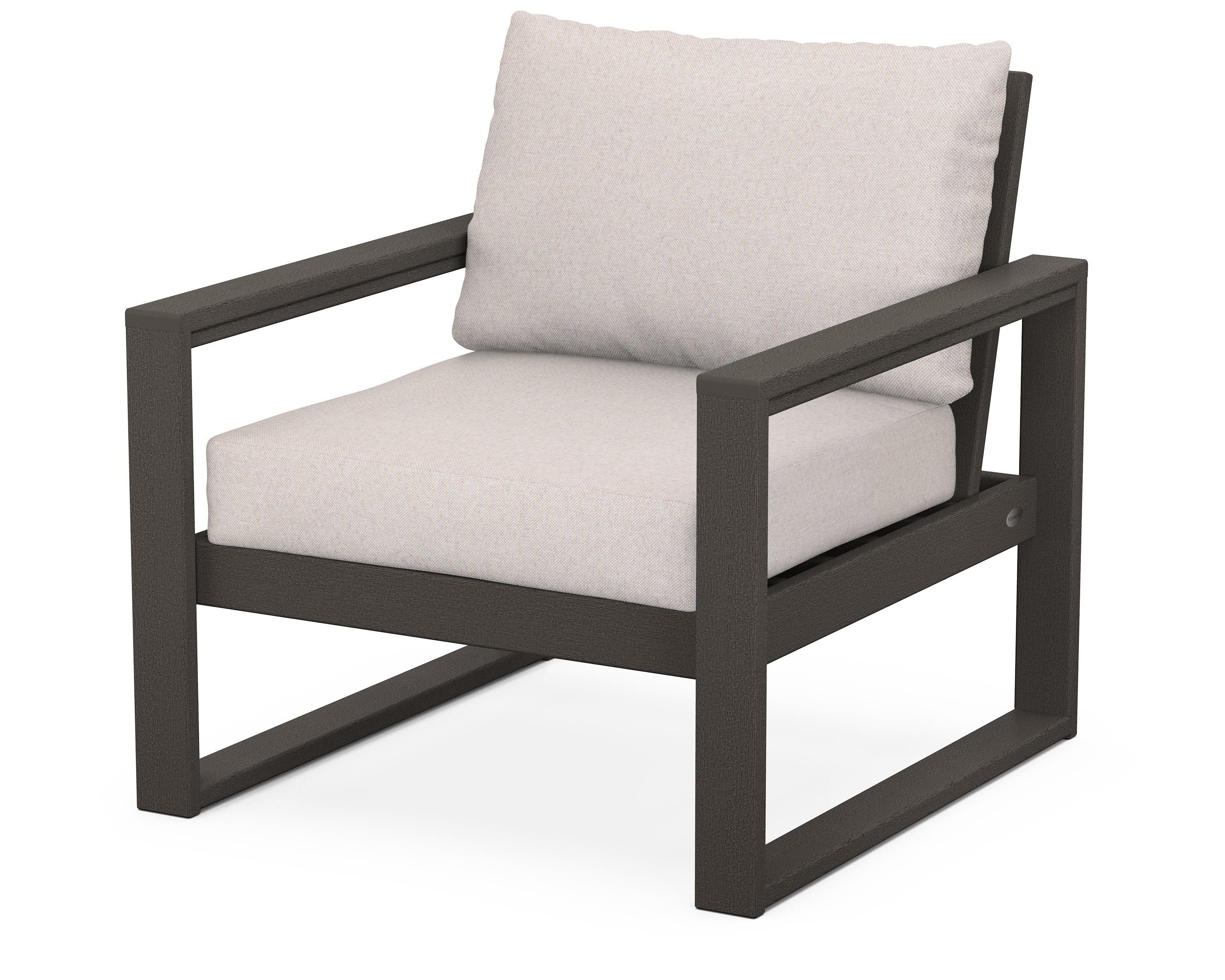 POLYWOOD® EDGE Club Chair in Vintage Coffee / Dune Burlap