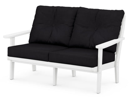 POLYWOOD® Lakeside Deep Seating Loveseat in White / Midnight Linen