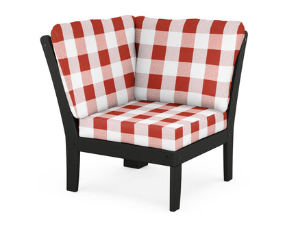 POLYWOOD® Braxton Modular Corner Chair in Black / Buffalo Plaid Crimson