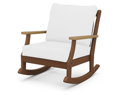 POLYWOOD® Braxton Deep Seating Rocking Chair in Teak / Natural / Natural