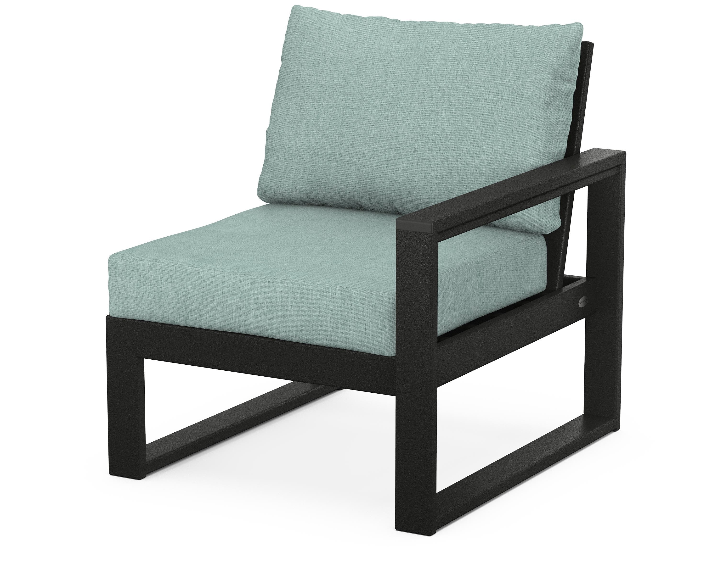 POLYWOOD® EDGE Modular Right Arm Chair in Black / Glacier Spa