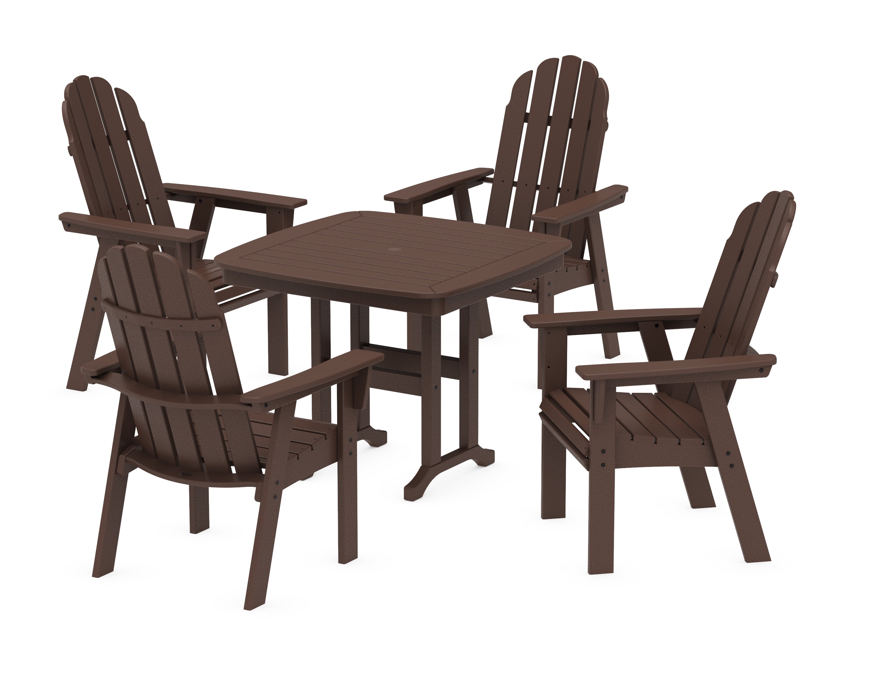 POLYWOOD® Vineyard Curveback Adirondack 5-Piece Dining Set in Mahogany