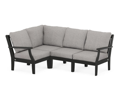 POLYWOOD® Braxton Modular 4-Piece Deep Seating Set in Black / Grey Mist