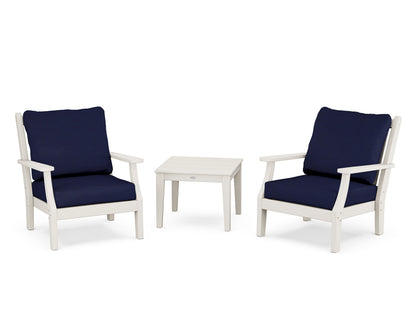 Country Living Wovendale 3-Piece Deep Seating Set in Sand / Navy