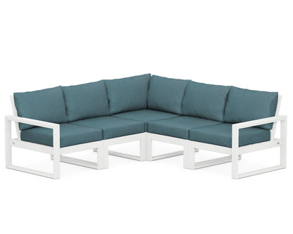 POLYWOOD® EDGE 5-Piece Modular Deep Seating Set in White / Ocean Teal