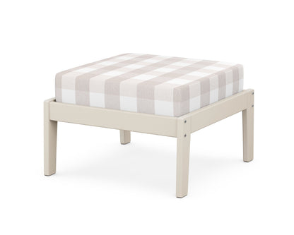 Unbranded Deep Seating Ottoman in Sand / Buffalo Plaid Dune Burlap