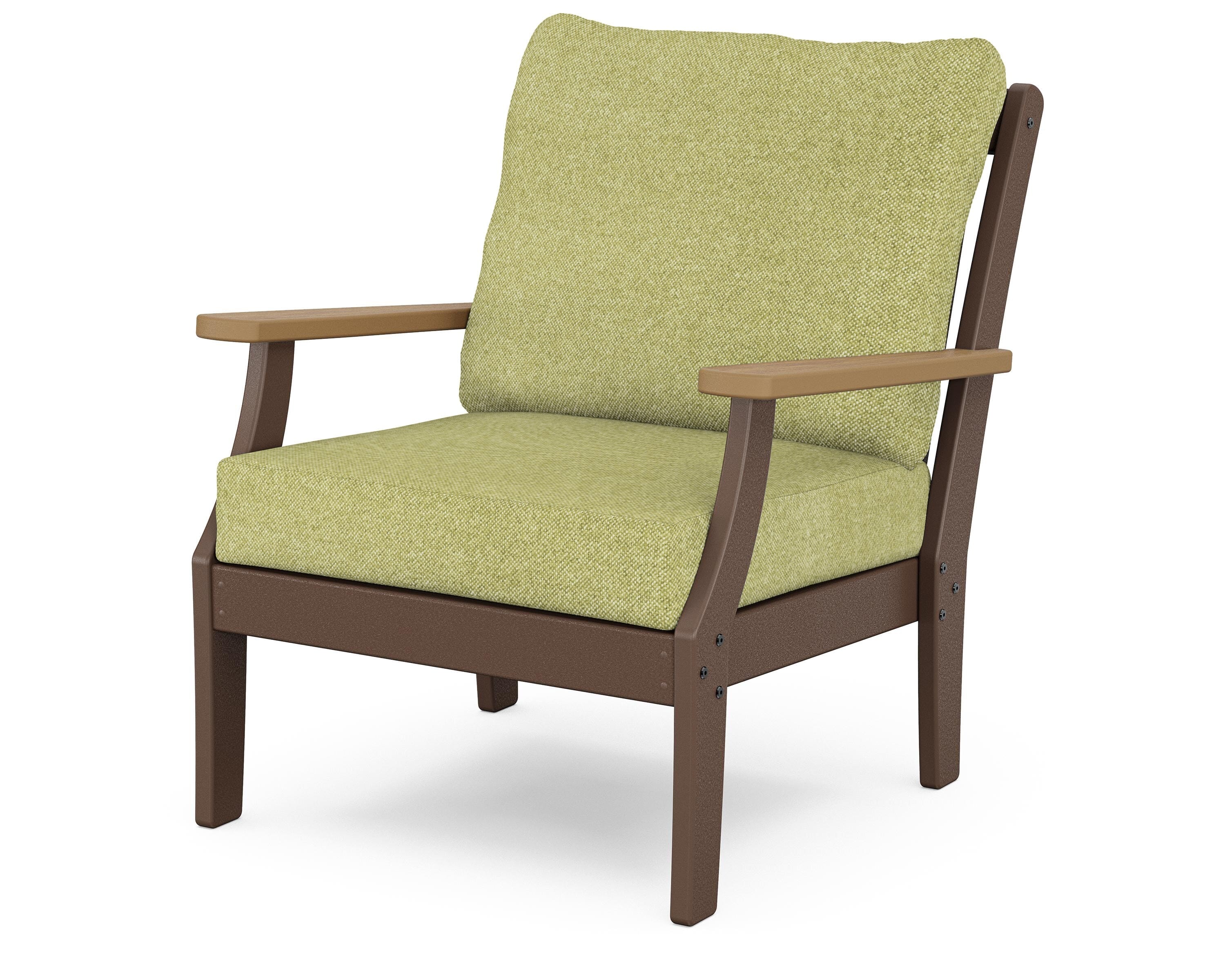 POLYWOOD® Braxton Deep Seating Chair in Mahogany / Natural / Chartreuse Boucle