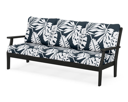 POLYWOOD® Braxton Deep Seating Sofa in Black / Leaf Marine Indigo