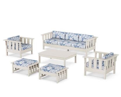 Martha Stewart by POLYWOOD® Acadia 6-Piece Lounge Sofa Set in Sand / Leaf Sky Blue