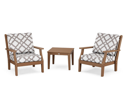 Country Living Wovendale 3-Piece Deep Seating Set in Teak / Trellis Grey Mist