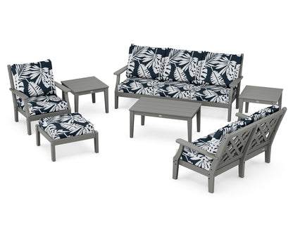 Country Living Wovendale 7-Piece Deep Seating Set in Slate Grey / Leaf Marine Indigo