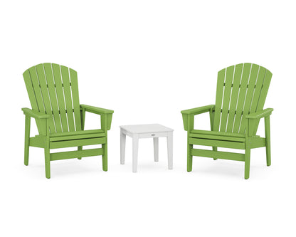 POLYWOOD® 3-Piece Nautical Grand Upright Adirondack Set in Lime / White