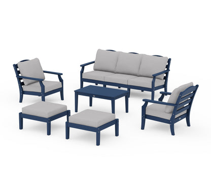Draper James™ by  POLYWOOD® Savannah 6-Piece Lounge Sofa Set in Navy / Granite