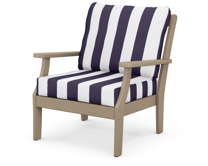 POLYWOOD® Braxton Deep Seating Chair in Vintage Sahara / Cabana Stripe Navy