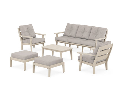 POLYWOOD® Lakeside 6-Piece Lounge Sofa Set in Sand / Weathered Tweed