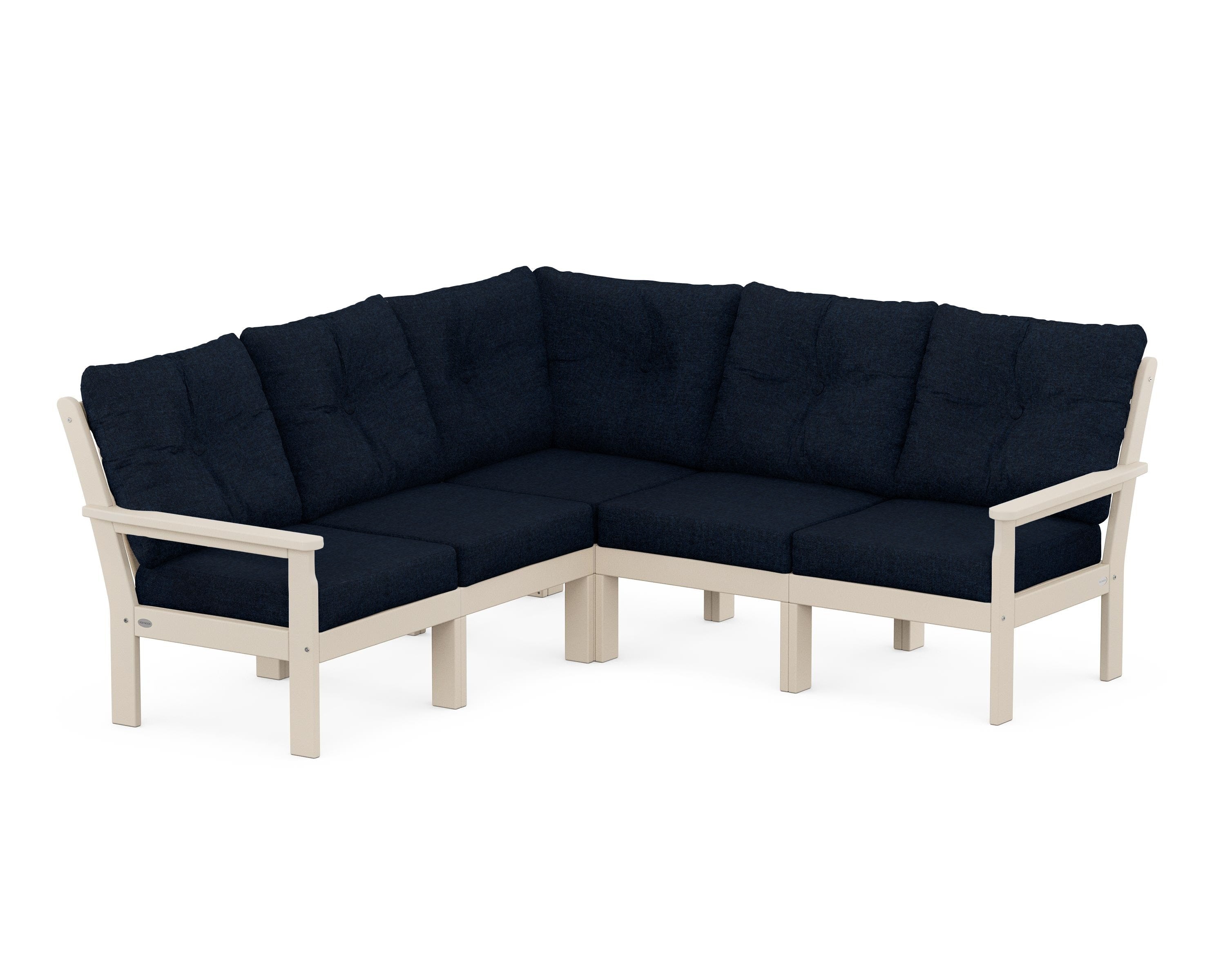 POLYWOOD® Vineyard 5-Piece Sectional in Sand / Marine Indigo