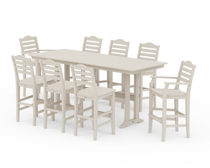 Draper James™ by  POLYWOOD® Savannah 9-Piece Farmhouse Bar Set with Trestle Legs in Sand