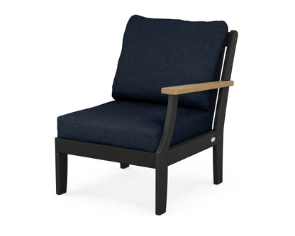 POLYWOOD® Braxton Modular Right Arm Chair in Black / Natural / Marine Indigo