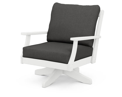 POLYWOOD® Braxton Deep Seating Swivel Chair in White / Spectrum Carbon
