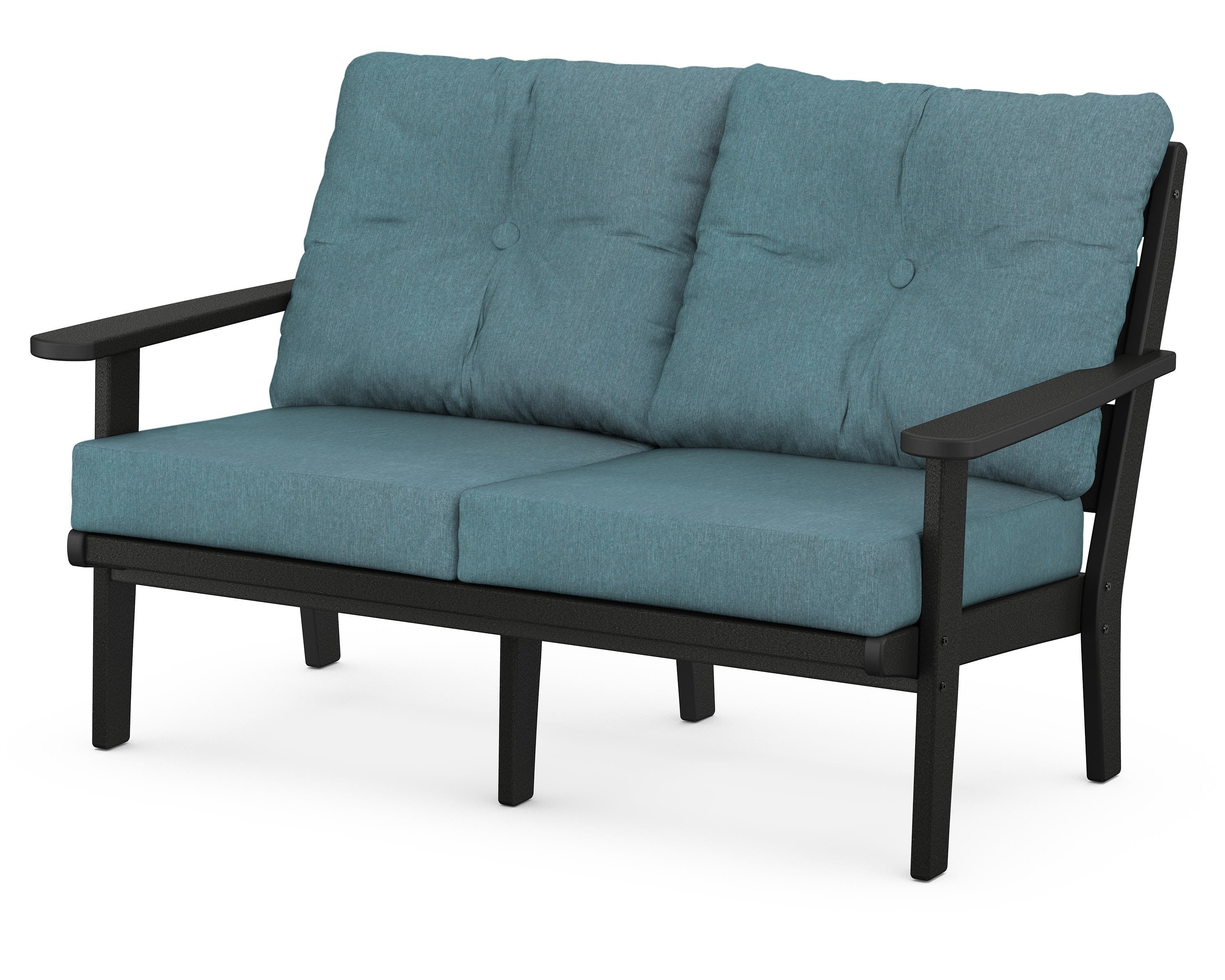 POLYWOOD® Lakeside Deep Seating Loveseat in Black / Ocean Teal