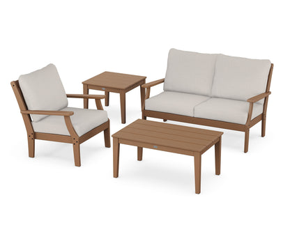 POLYWOOD® Braxton 4-Piece Deep Seating Set in Teak / Cast Ash