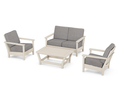 POLYWOOD® Harbour 4-Piece Deep Seating Set in Sand / Grey Mist