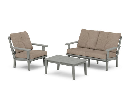POLYWOOD® Oxford 3-Piece Deep Seating Set with Loveseat in Slate Grey / Spiced Burlap