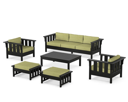 Martha Stewart by POLYWOOD® Acadia 6-Piece Lounge Sofa Set in Black / Chartreuse Boucle