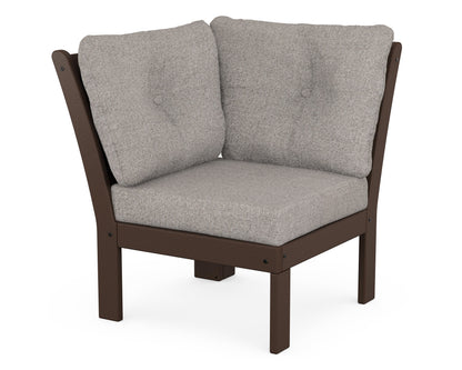 POLYWOOD® Vineyard Modular Corner Chair in Mahogany / Weathered Tweed