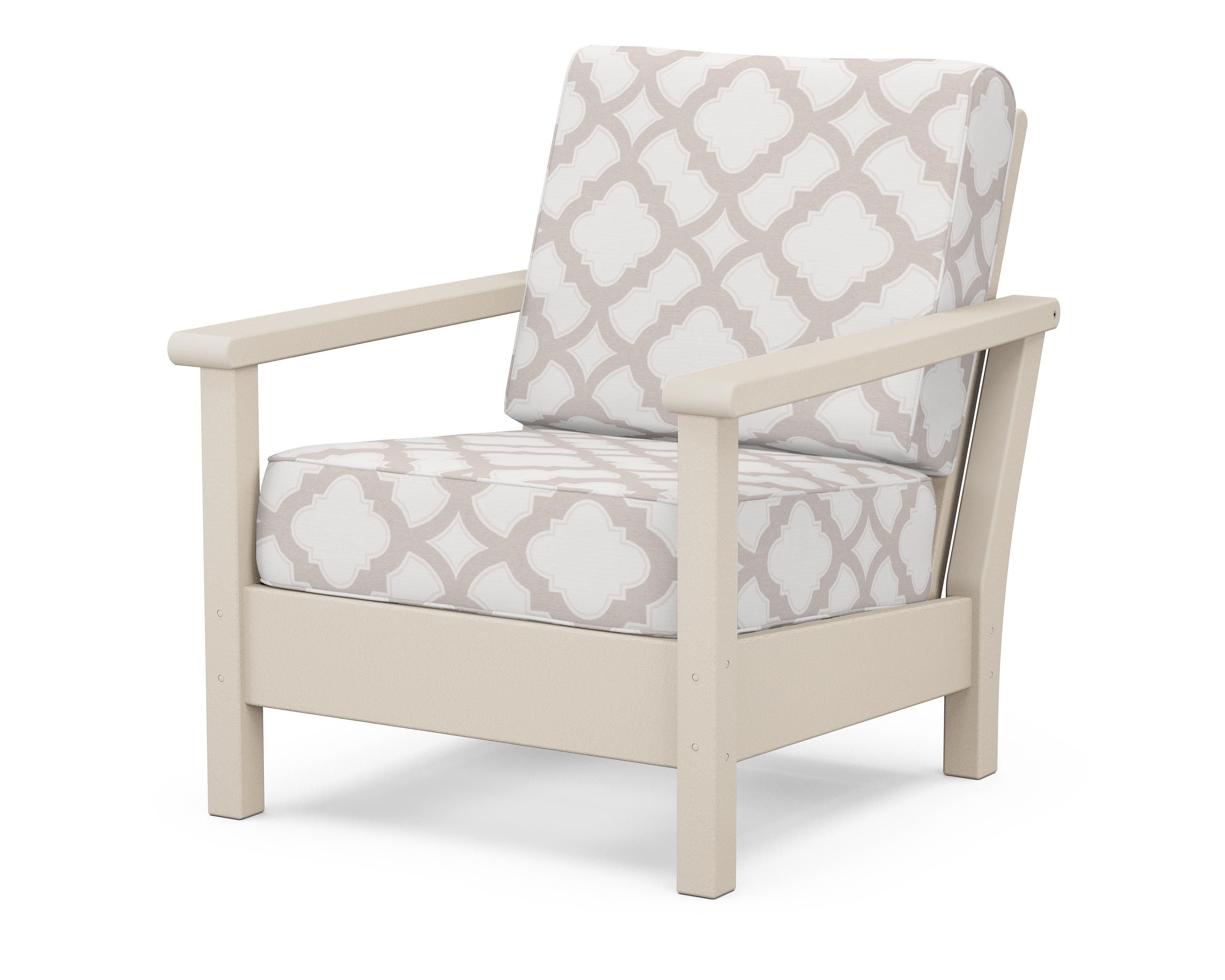POLYWOOD® Harbour Deep Seating Chair in Sand / Trellis Dune Burlap