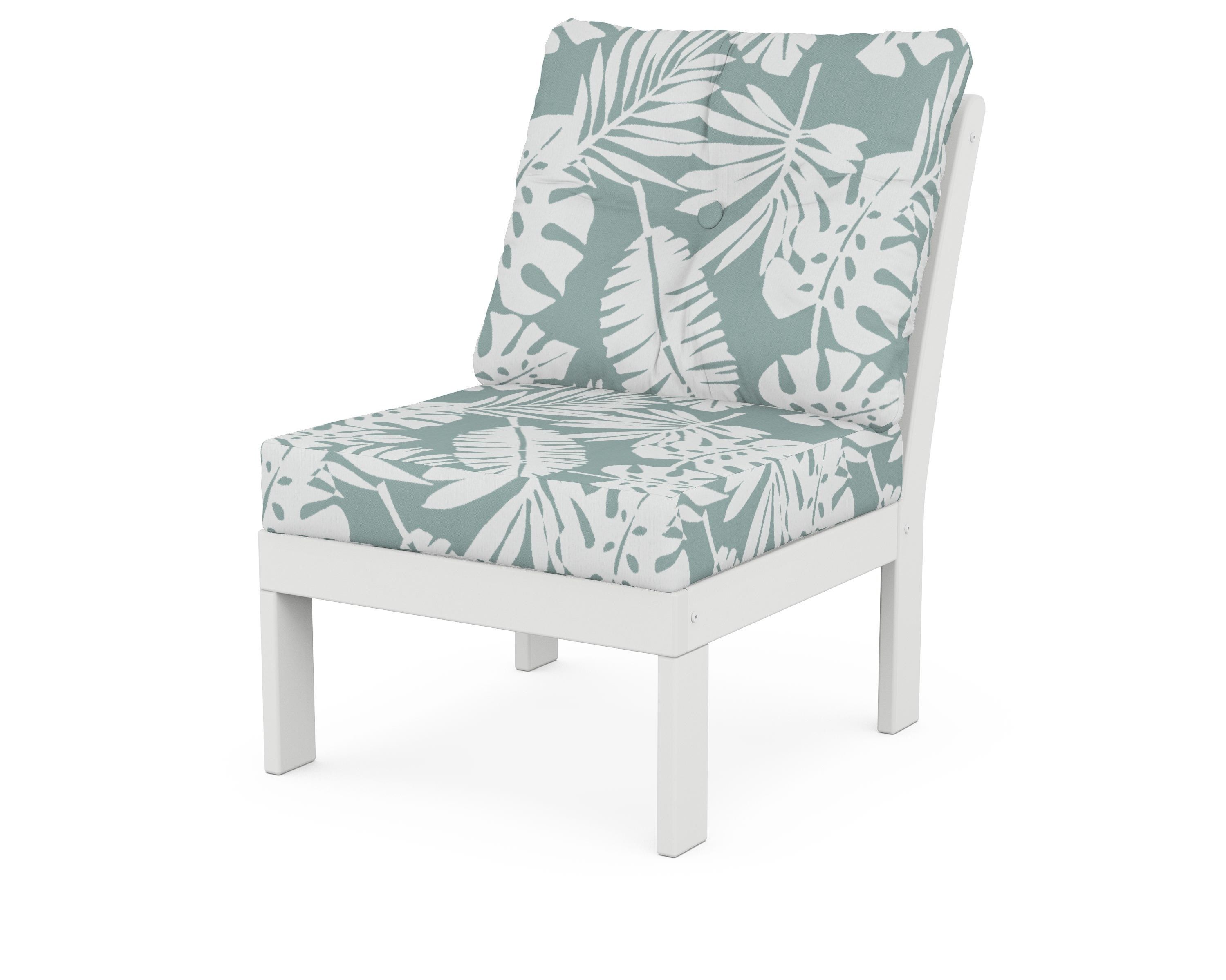 POLYWOOD® Vineyard Modular Armless Chair in White / Leaf Glacier Spa
