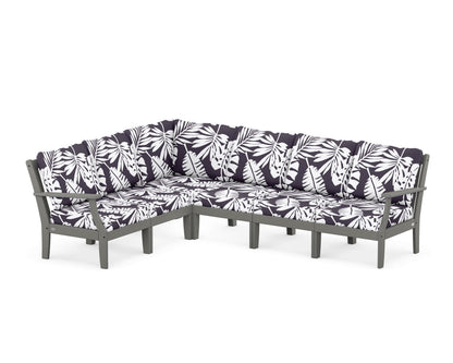 POLYWOOD® Braxton Modular 6-Piece Deep Seating Set in Slate Grey / Leaf Navy