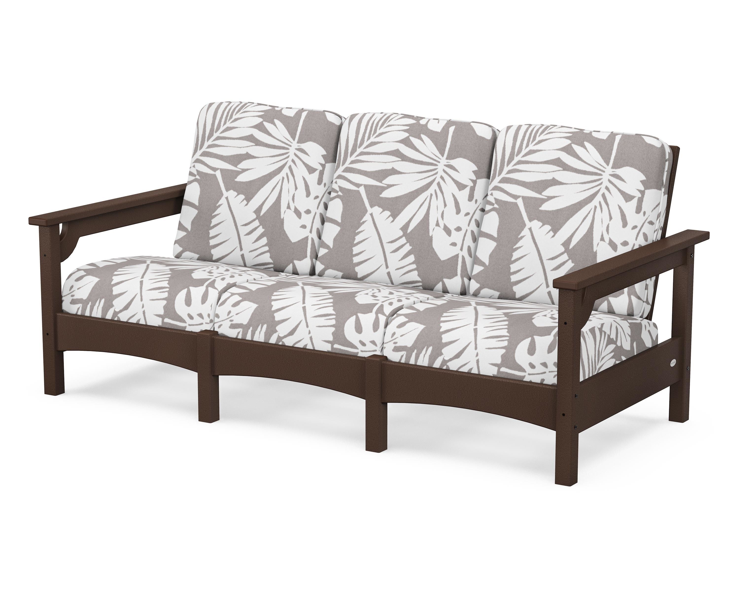 POLYWOOD® Club Sofa in Mahogany / Leaf Grey Mist