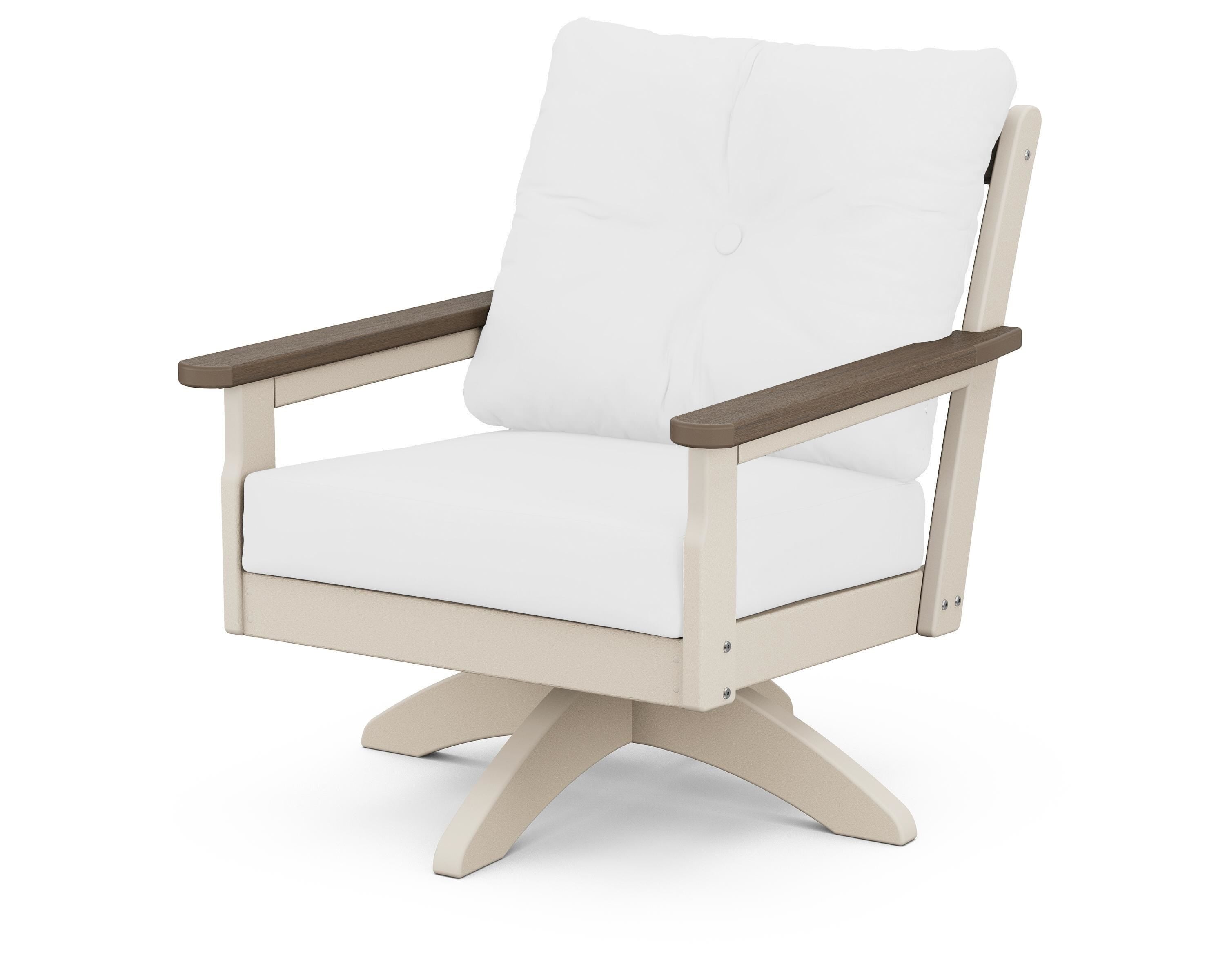 POLYWOOD® Vineyard Deep Seating Swivel Chair in Sand / Kona / Natural