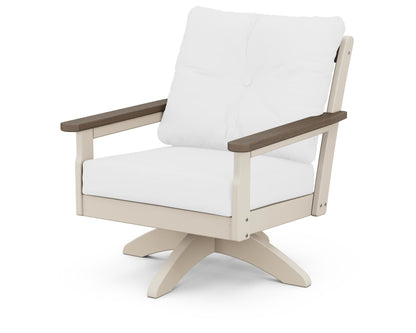 POLYWOOD® Vineyard Deep Seating Swivel Chair in Sand / Kona / Natural