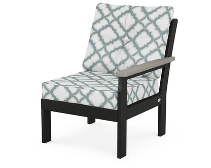 POLYWOOD® Vineyard Modular Right Arm Chair in Black / Driftwood / Trellis Glacier Spa