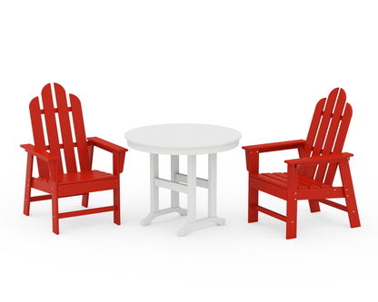 POLYWOOD® Long Island 3-Piece Round Dining Set in Sunset Red / White