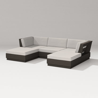 PW Designer Series Elevate Double Chaise Sectional in Vintage Coffee / Cast Ash