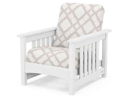 POLYWOOD® Club Mission Chair in White / Trellis Dune Burlap