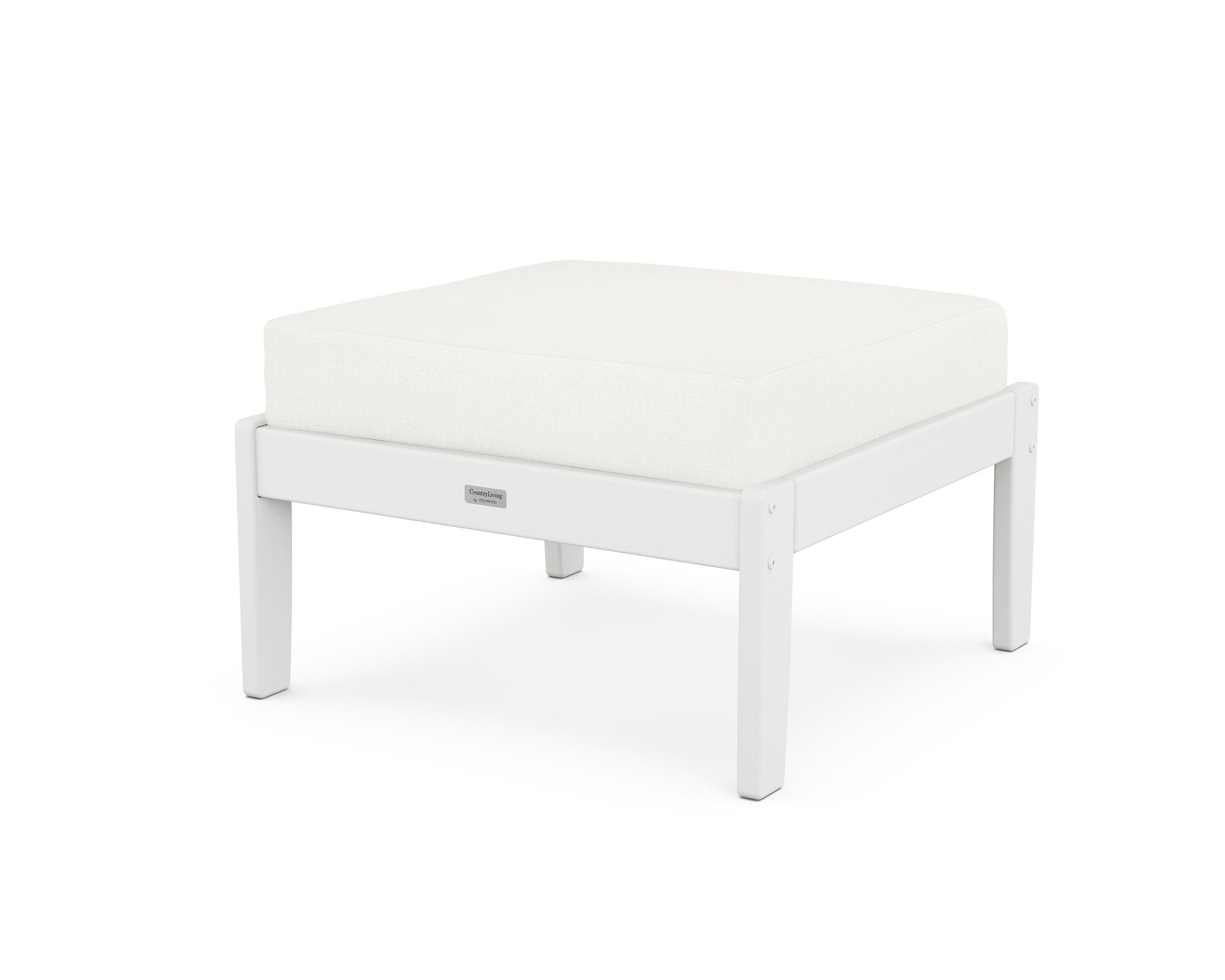 Country Living Cottage Deep Seating Ottoman in White / Natural Linen