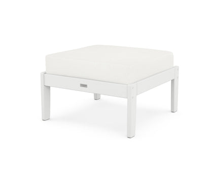 Country Living Cottage Deep Seating Ottoman in White / Natural Linen