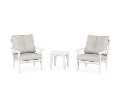 POLYWOOD® Oxford 3-Piece Deep Seating Set in White / Cast Ash